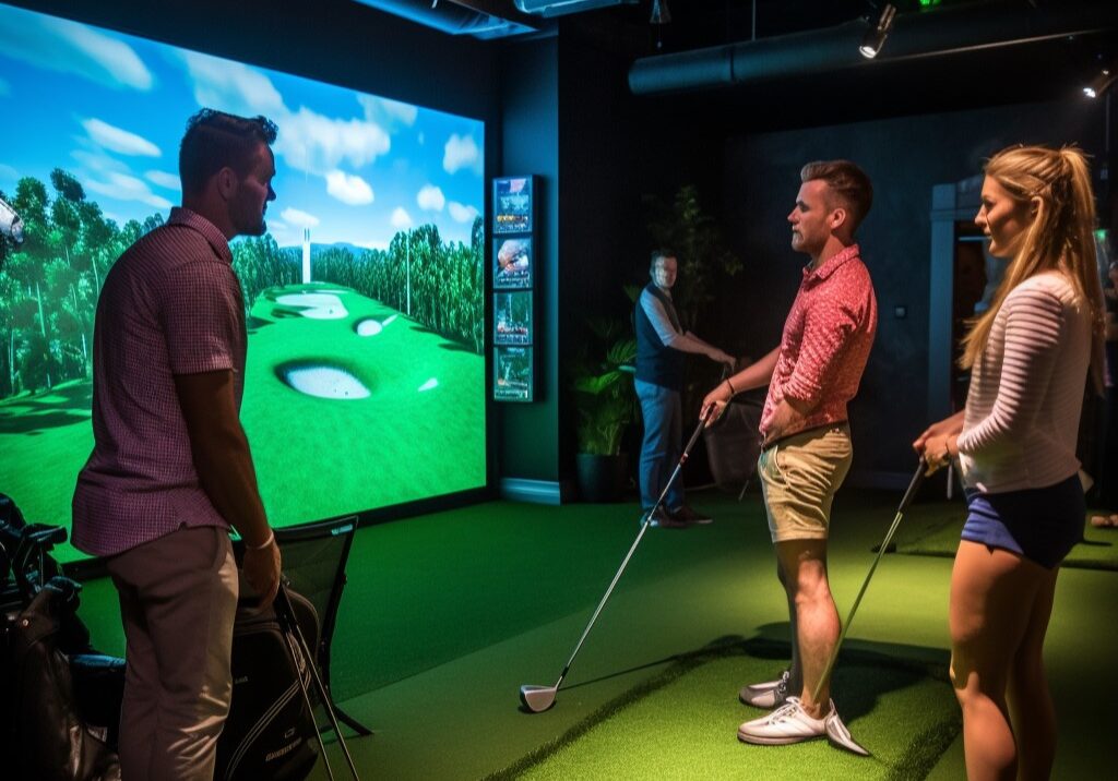 Private Indoor Golf Parties Mississauga -People having golf simulator party